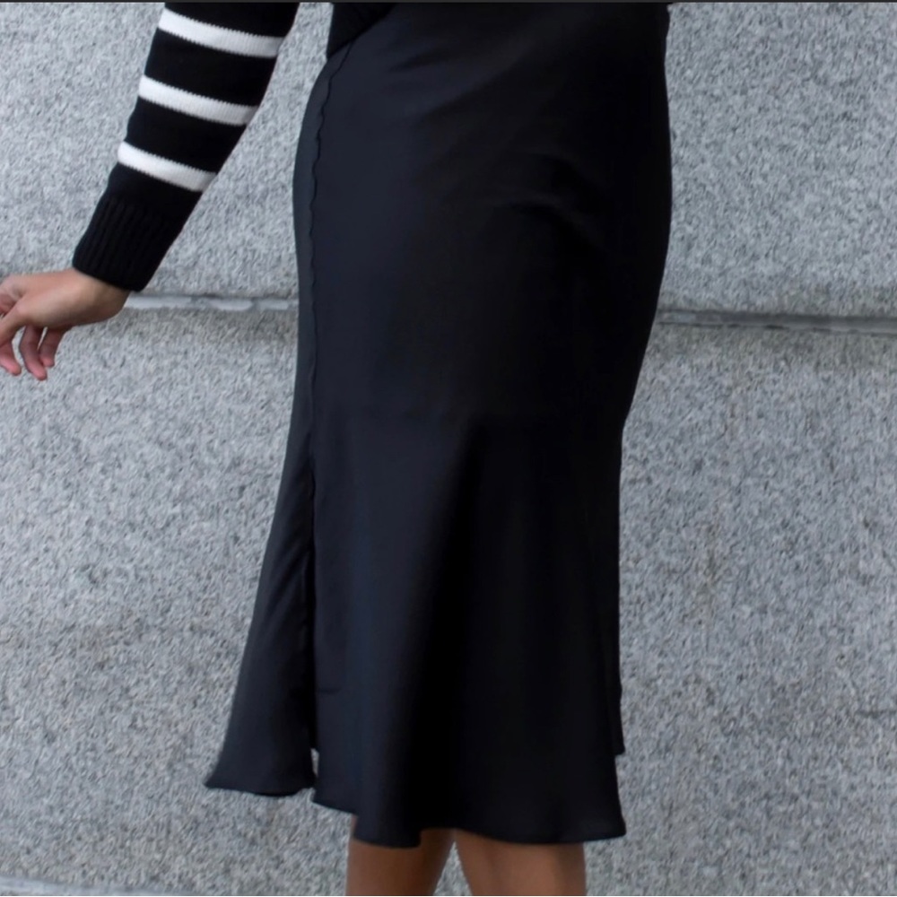 Silky Black Midi Skirt